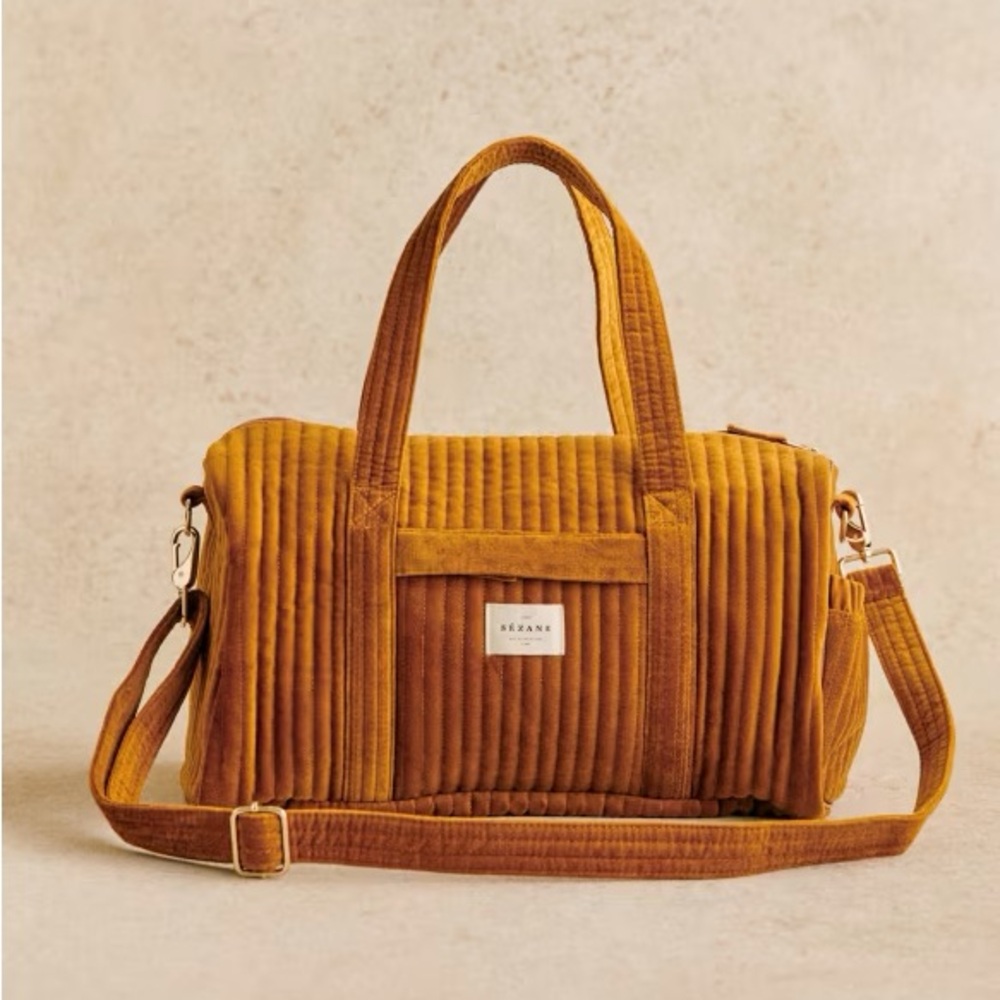NWT Sézane Quilted Overnight Velvet Bowling Bag - Saffron